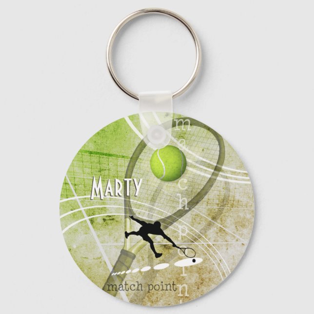 Match Point II boys' tennis player name Key Ring (Front)