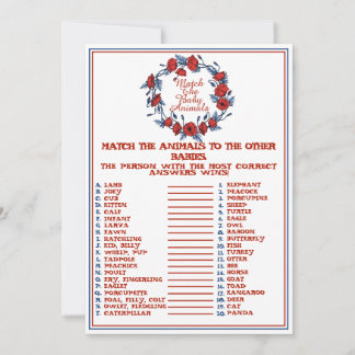 Match The Baby Animals Poppy Floral Baby Shower  Invitation