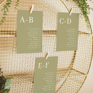 Matcha Alphabetical Wedding Seating Chart Card