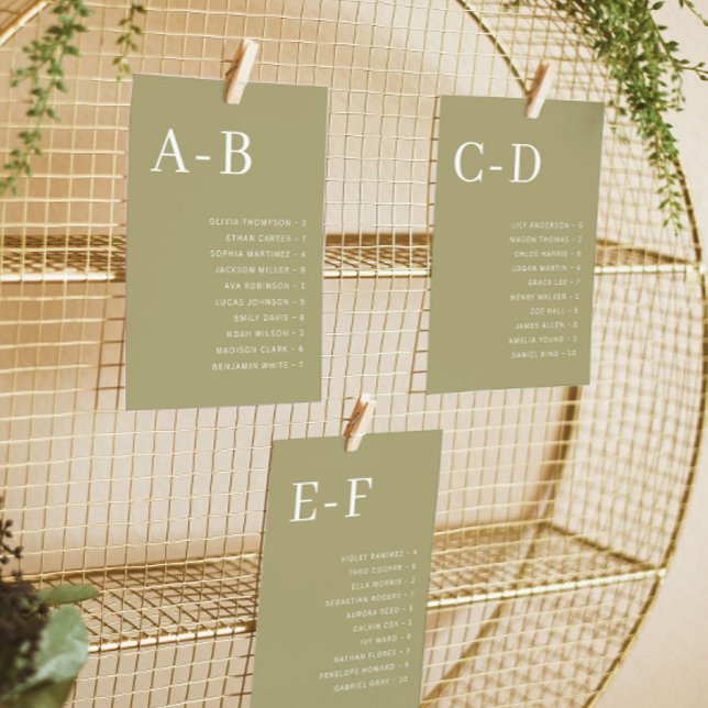 Matcha Alphabetical Wedding Seating Chart Card (Creator Uploaded)