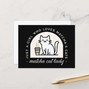 Matcha and cat lovers funny quotes aesthetic postcard