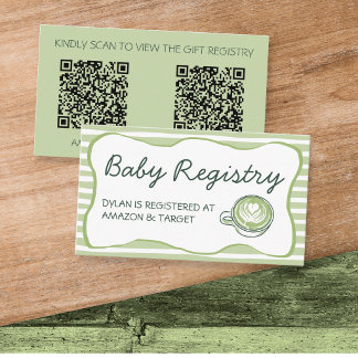 Matcha Baby Shower Gift Registry Qr Code Enclosure Card