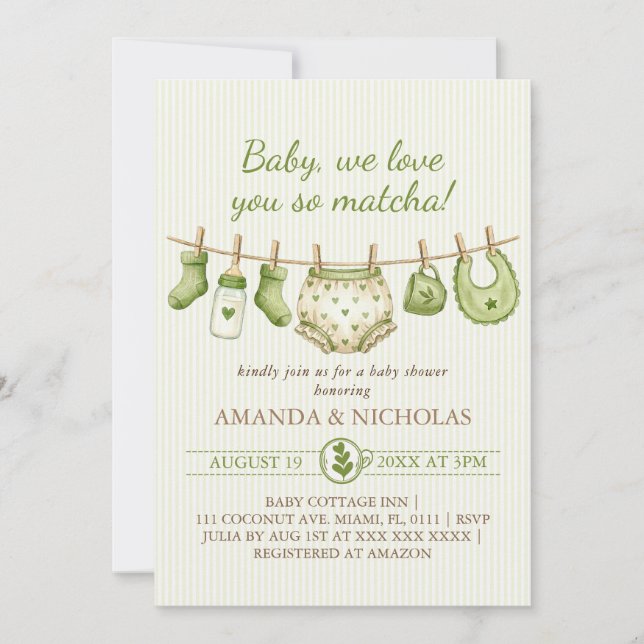 Matcha Baby Shower Invitation (Front)