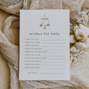 Matcha Baby Shower Sage Green Wishes For Baby Advice Card