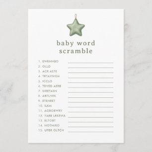 Matcha Baby Shower Sage Green Word Scramble Game Advice Card