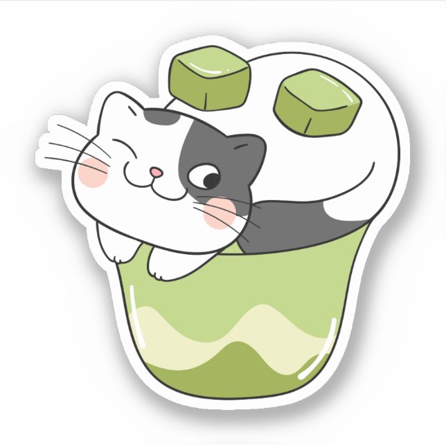Matcha boba green tea, matcha cat (Front)