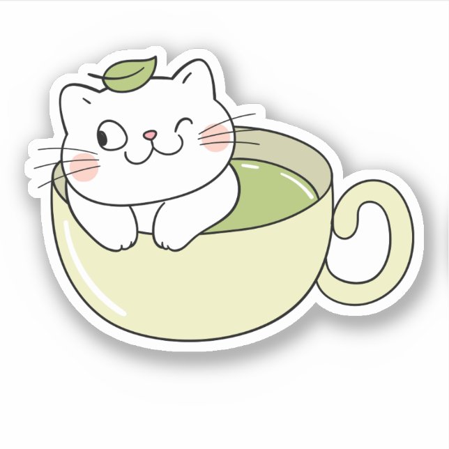 Matcha boba green tea, matcha cat (Front)