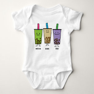 Matcha boba tea green drink milk Taro tapioca Baby Bodysuit