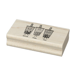 Matcha boba tea green drink milk Taro tapioca Japa Rubber Stamp