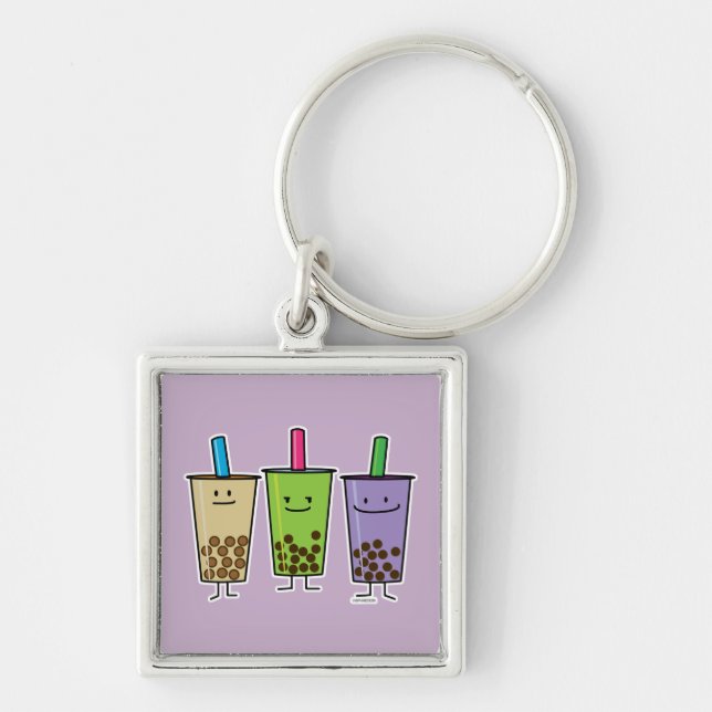 Matcha boba tea green drink milk Taro tapioca Key Ring (Front)