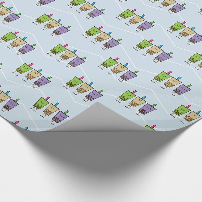 Matcha boba tea green drink milk Taro tapioca Wrapping Paper (Corner)