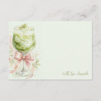 Matcha Bridal Shower Watercolor Thank You Card