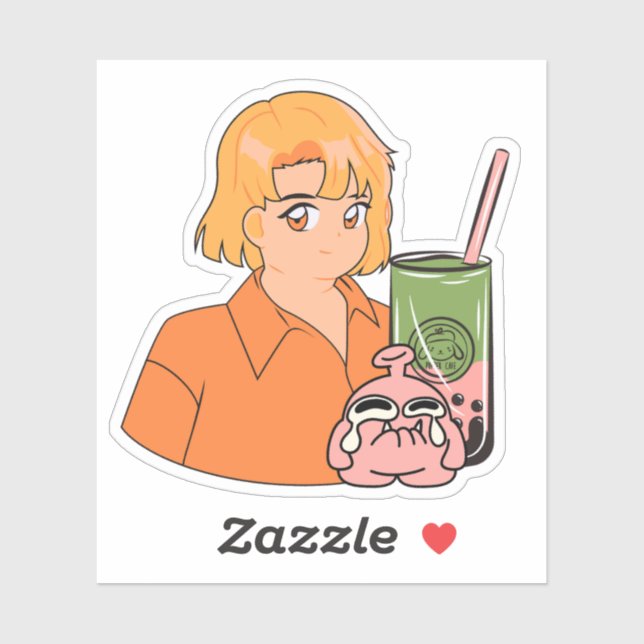 Matcha Bubble Tea Time – Aesthetic Orange Anime Gi (Sheet)