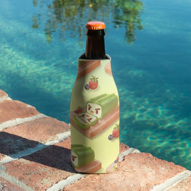 Matcha Cake Roll Illustration Bottle Cooler (In Situ Pool)