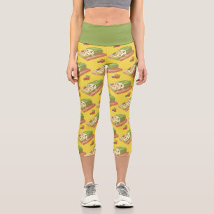 Matcha Cake Roll Illustration Capri Leggings