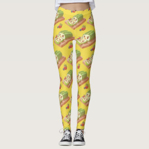 Matcha Cake Roll Illustration Leggings