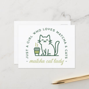 Matcha cat lover funny just a girl kawaii green postcard
