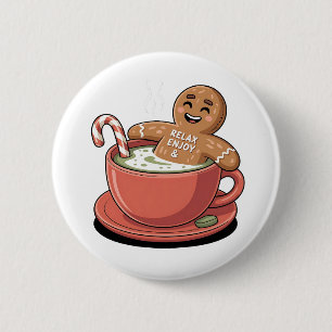 Matcha Christmas Gingerbread Latte Green Drink  6 Cm Round Badge