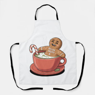 Matcha Christmas Gingerbread Latte Green Drink  Apron