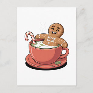 Matcha Christmas Gingerbread Latte Green Drink  Invitation Postcard