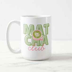 Matcha Club Green & Pink Aesthetic Cute Back Print Coffee Mug