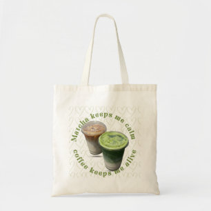 "Matcha & Coffee" Aesthetic Groovy Heart tote bag