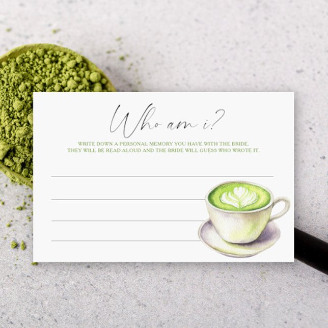 Matcha cup Bridal shower Who am I game Stationery (Creator Uploaded)