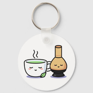 Matcha Cup Whisk Japanese Green Tea Cartoon Key Ring