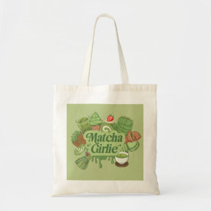 "Matcha Girlie" Aesthetic Canvas Tote Bag - Green 