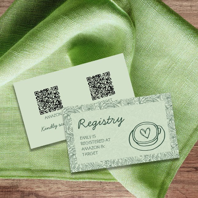 Matcha Green Bridal Shower Gift Registry QR Code Enclosure Card (Matcha Green Bridal Shower Gift Registry QR Code Enclosure Card)