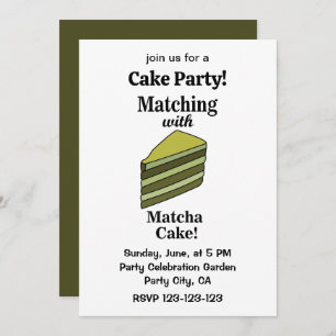 Matcha Green Cake Party Funny Invitation