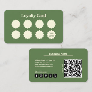 Matcha Green Modern QR Code Loyalty Card