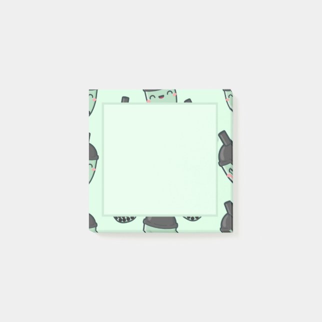 Matcha Green Tea Bubble Tea Boba Post-it Notes (Front)