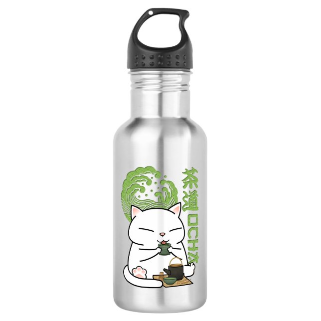 Matcha Green Tea Cat  532 Ml Water Bottle (Front)