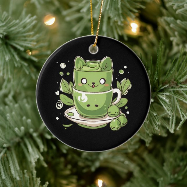 matcha green tea ceramic ornament (Tree)