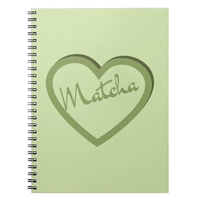 Matcha Green Tea Groovy Y2k Heart Notebook (Front)