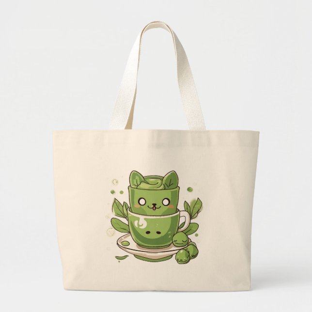 matcha green tea large tote bag (Front)