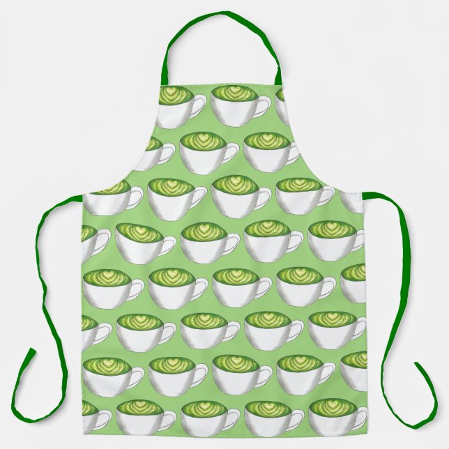 Matcha Green Tea Latte Barista Coffee Shop Café Apron (Front)