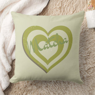 Matcha Green Tea , retro y2k heart Cushion