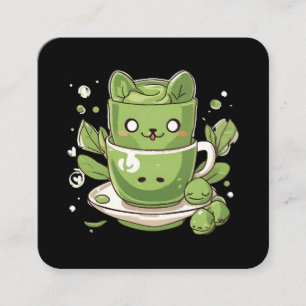 matcha green tea square business card