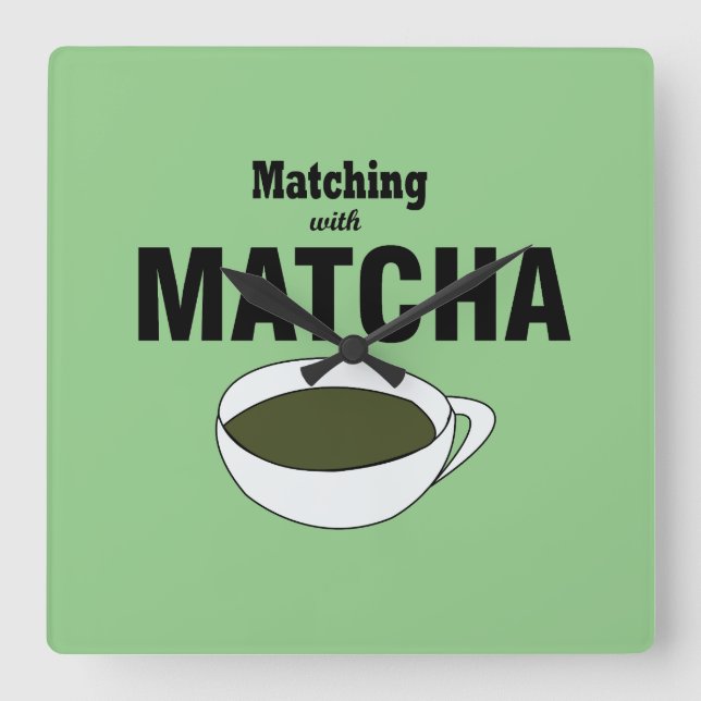 Matcha Green Tea Square Wall Clock (Front)
