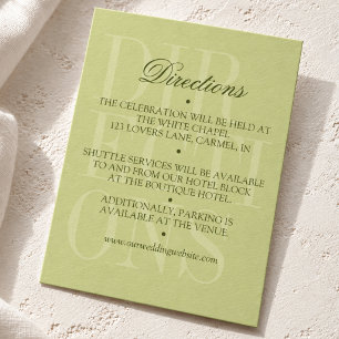Matcha Green Wedding Directions Transportation Enclosure Card