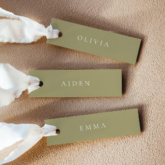 Matcha Green Wedding Name Place Cards
