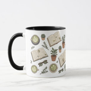 Matcha Latte Books Plants Cosy Bookish Mug
