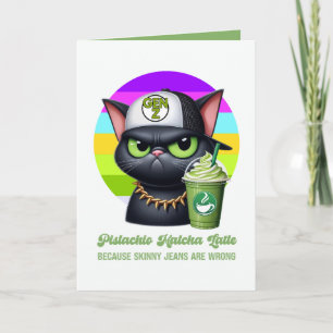 Matcha Latte Funny Gen Z Black Cat Skinny Jeans Card