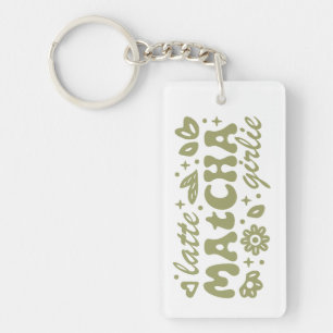 Matcha latte girl preppy girly green aesthetic key ring
