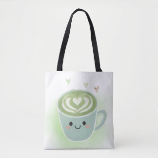Matcha Latte Heart Shoulder Tote Bag