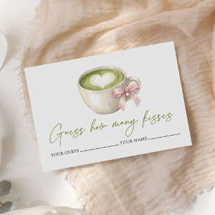 Matcha Latte How Many Kisses Bridal Game Enclosure Card