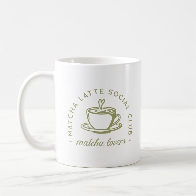 Matcha latte lovers girl club green aesthetic coffee mug (Left)