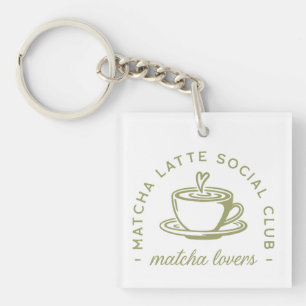 Matcha latte lovers girl club green aesthetic key ring